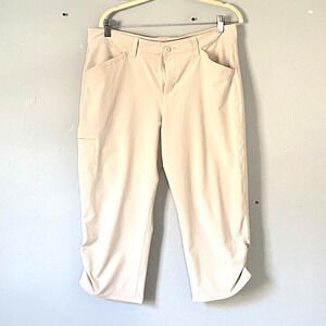 Eddie Bauer Pants Size 12 Beige Cropped Ruched Hiking Outdoor Gorpcore Ankle